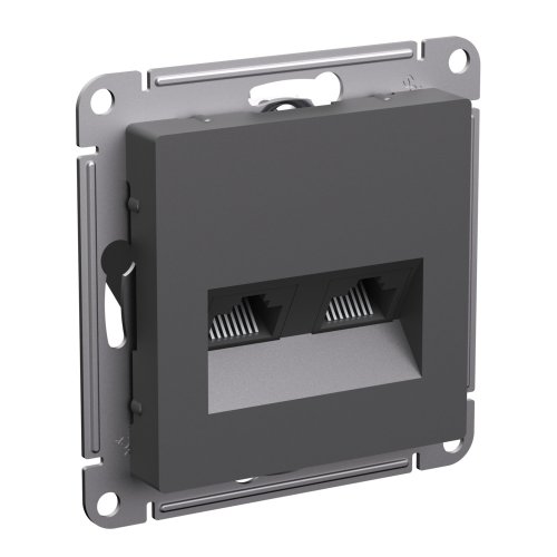 Розетка компьютерная без рамки Systeme Electric AtlasDesign 2-м. RJ45+RJ45 5e базальт картинка